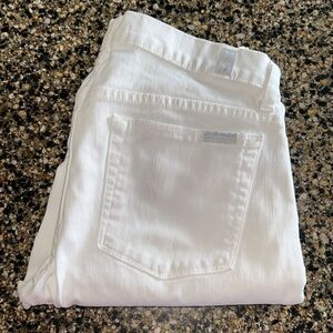 7 For All Mankind Slim Straight White Capris